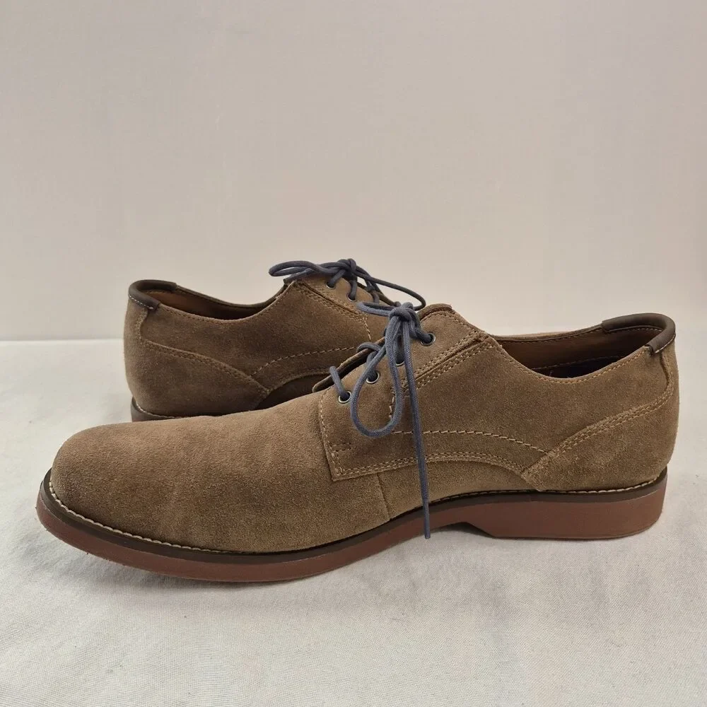 Crown & Ivy Men's Leather Suede Oxford Shoes Size 13M Tan Derby Lace Up